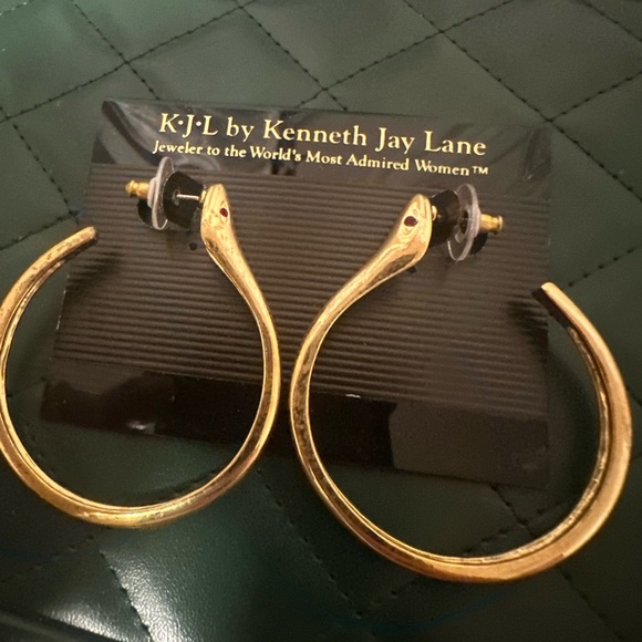 Large Gold Serpent Hoop Earrings - Picture 1 of 3